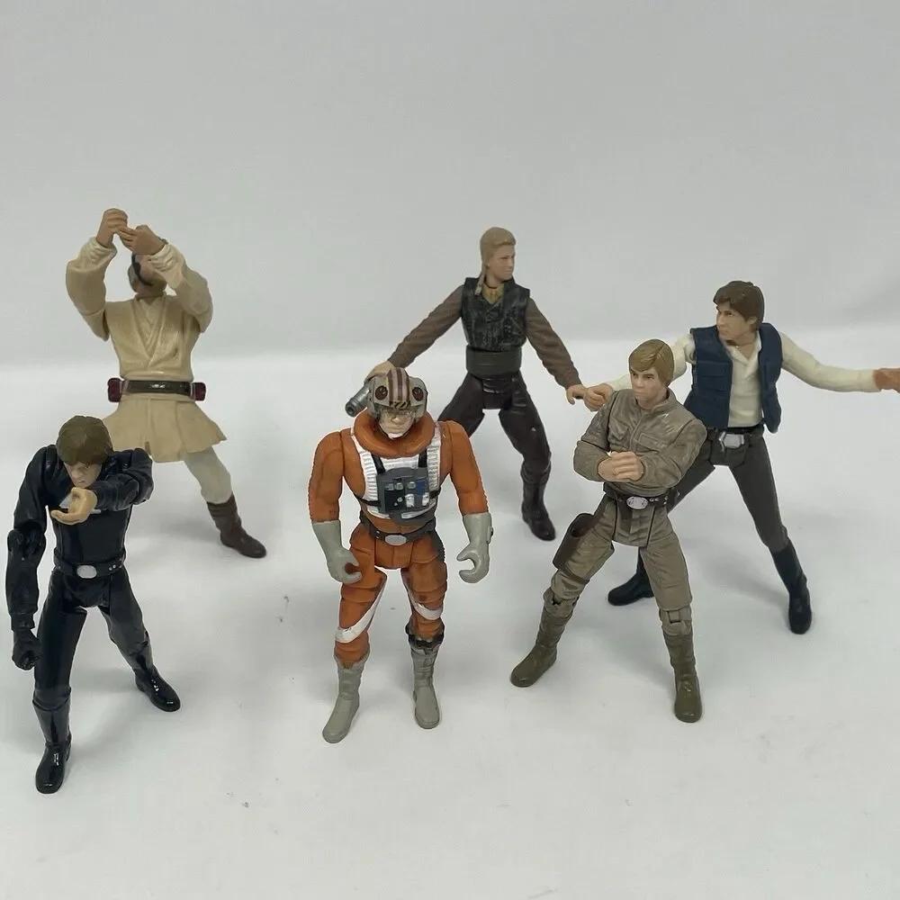 Star Wars Luke Skywalker Figure Lot Han Solo Obi-Wan Anakin 3.75 Hasbro Kenner